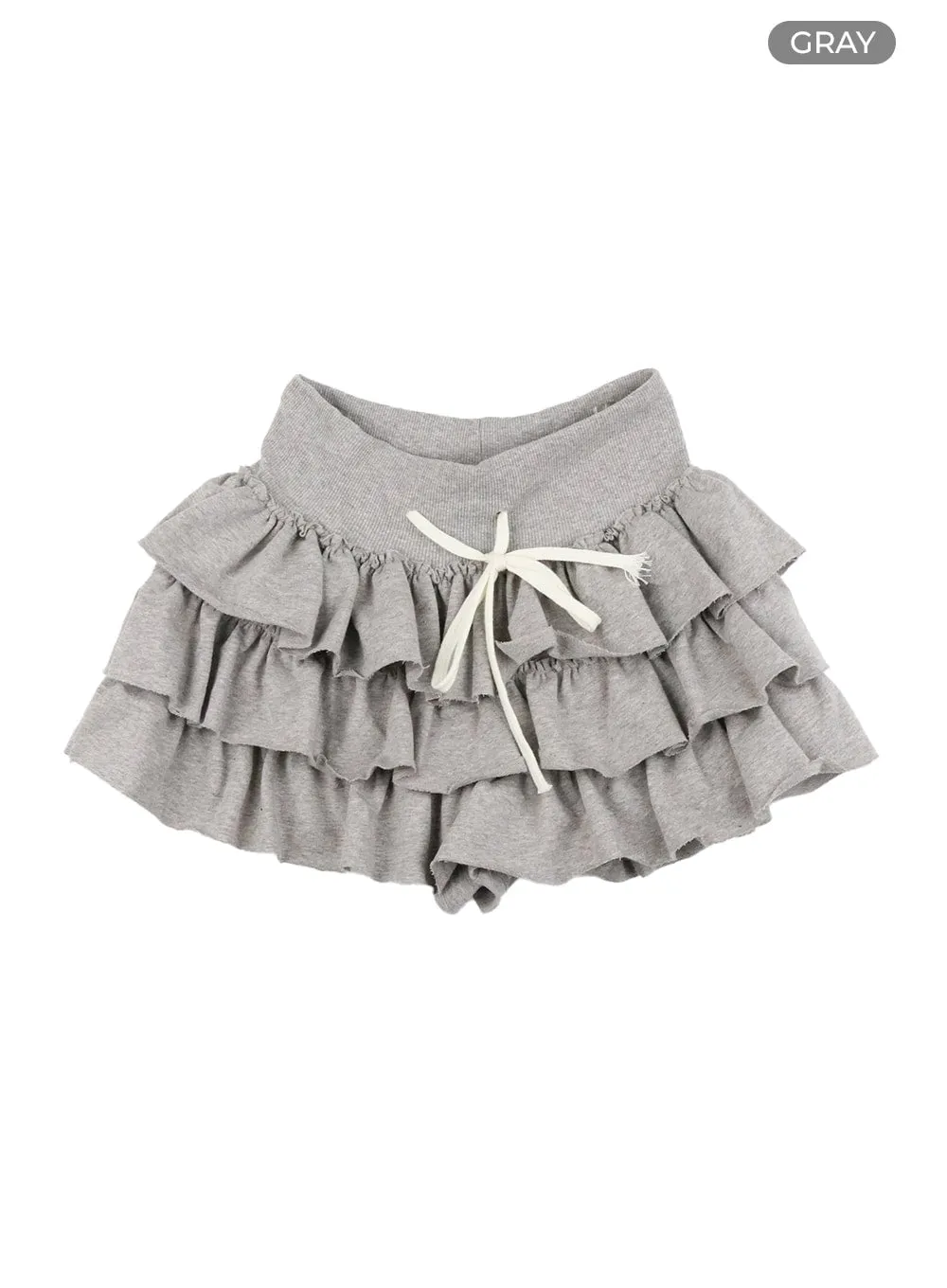 String Waist Ruffle Mini Skirt IA417