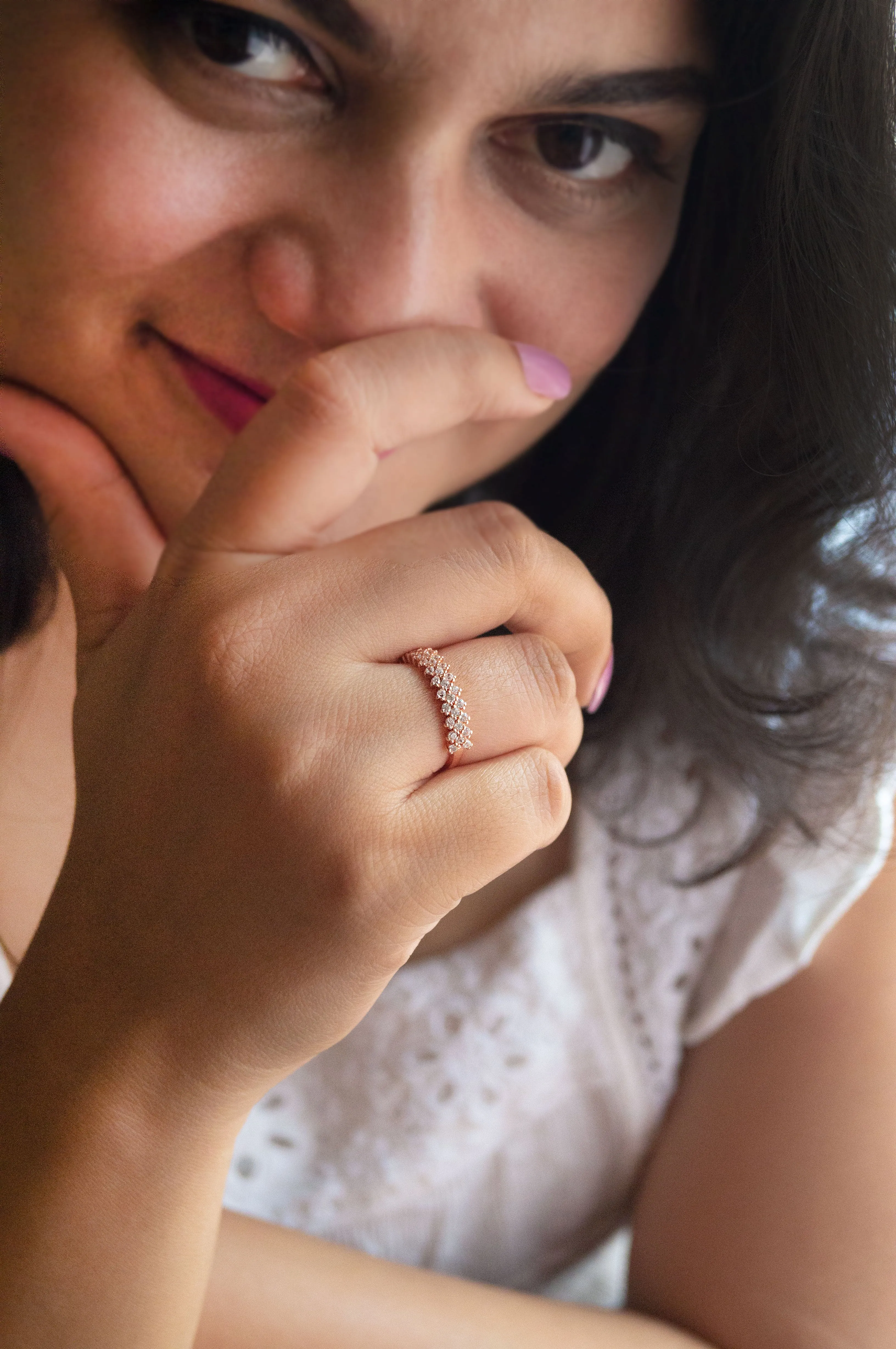 Tetris Game Rose Gold Plated Sterling Silver Ring