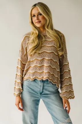 The Hondo Wavy Detail Crochet Sweater in Taupe Multi