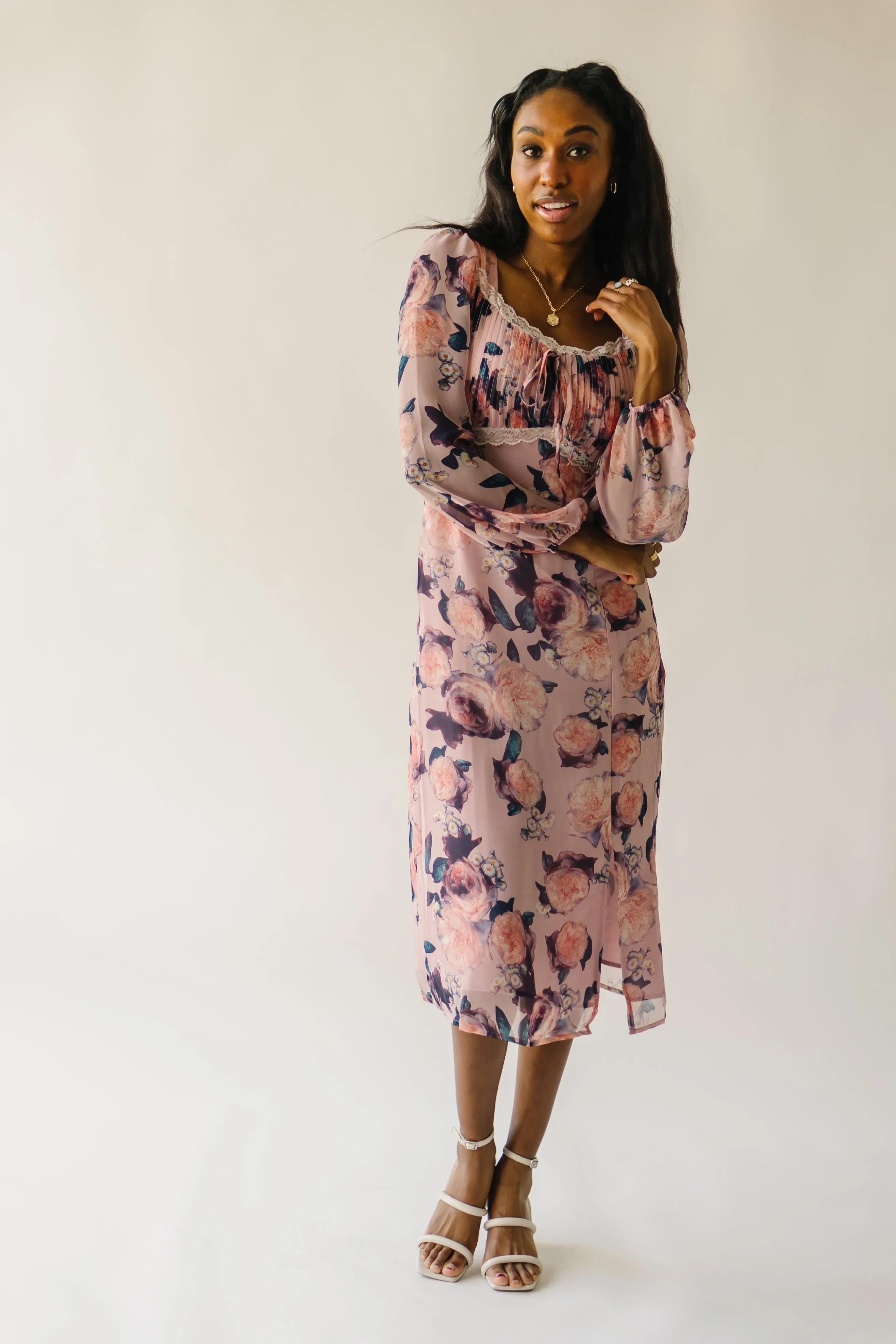 The Vienna Floral Patterned Dress in Rose