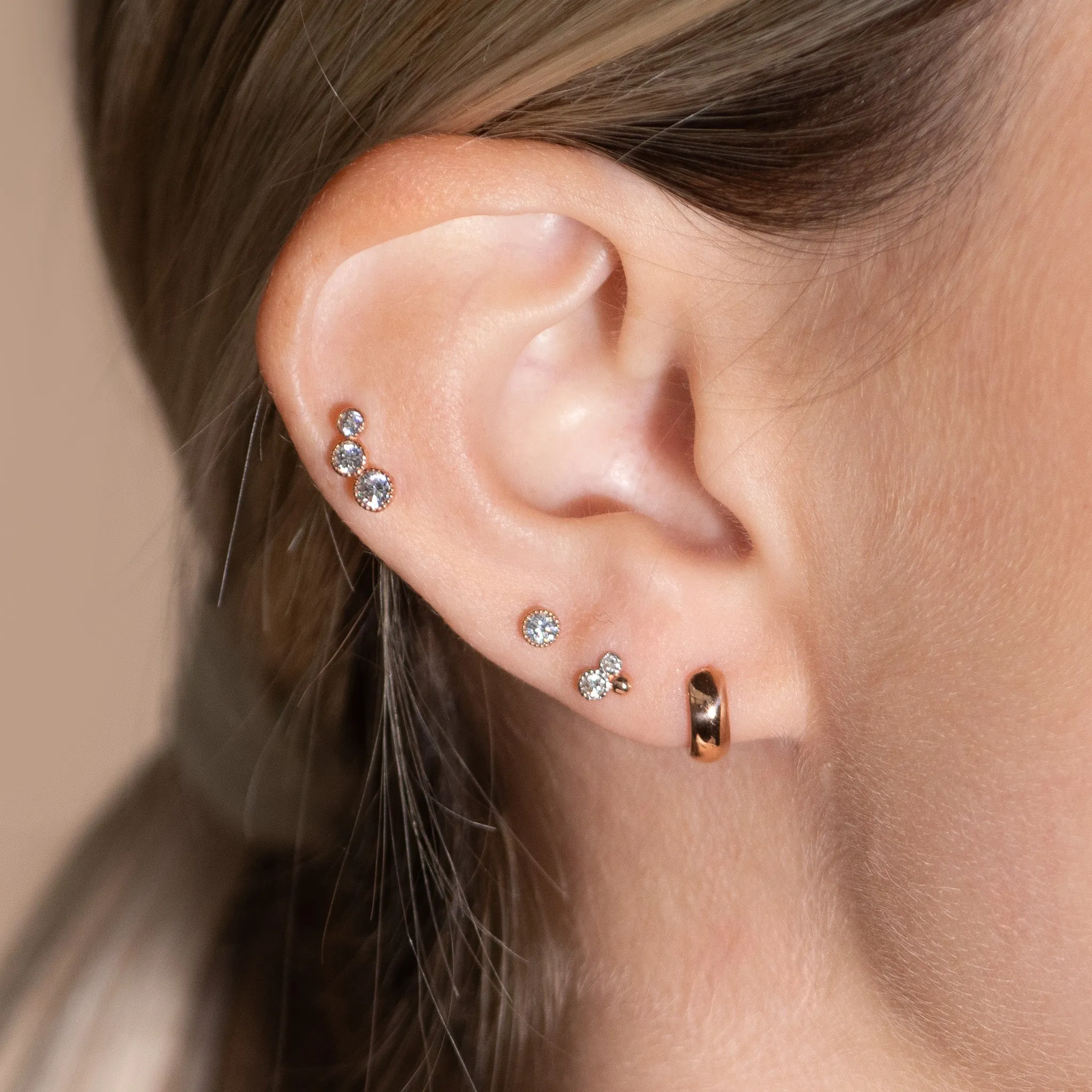 Triple Diamond Cluster Flat Back Stud