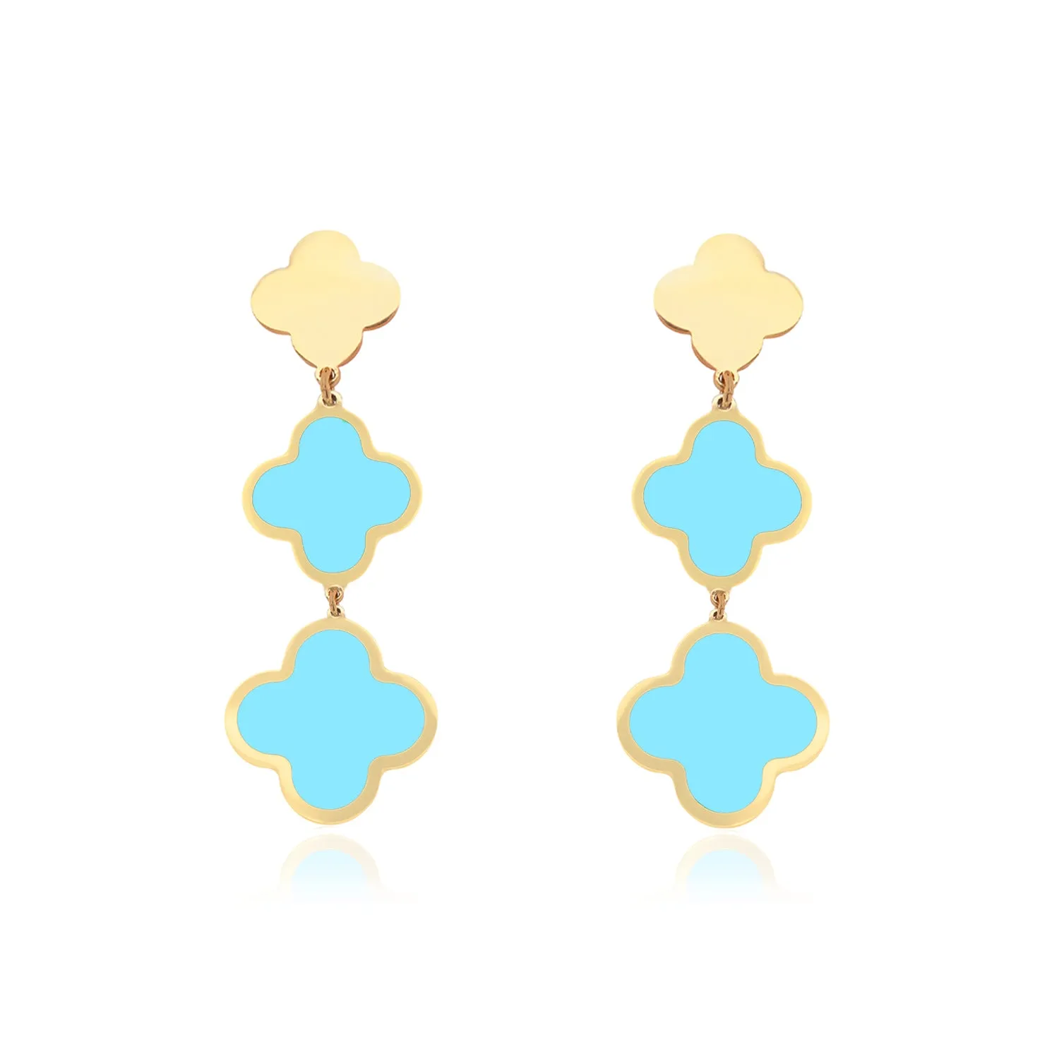 Turquoise Graduating Clover Dangle Earrings