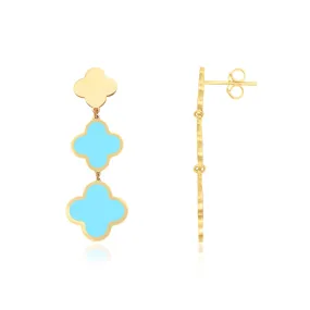 Turquoise Graduating Clover Dangle Earrings