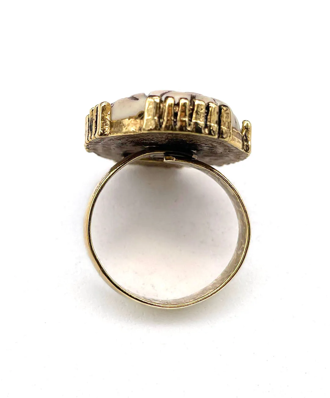 【USA輸入】ヴィンテージ VOGUE フラワー アイボリー リング/Vintage VOGUE Ivory Flower Ring