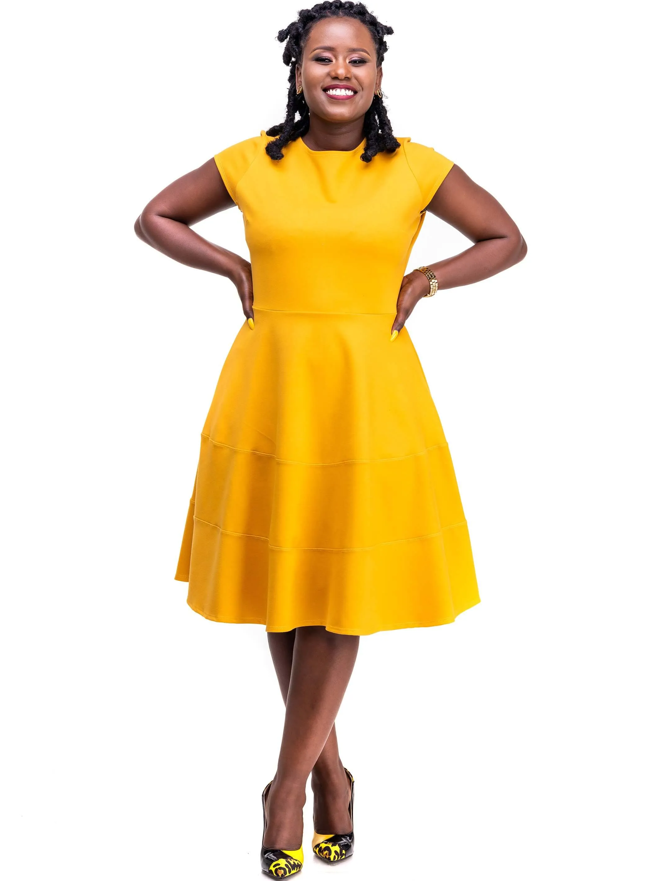 Vivo Waridi A-Line Dress - Mustard