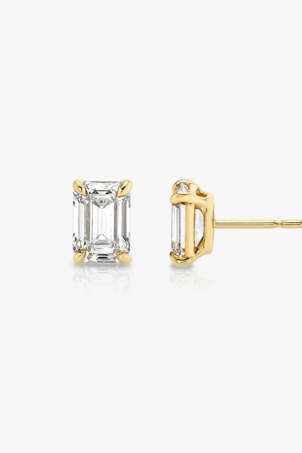 VRAI Solitaire Emerald Studs in Yellow Gold