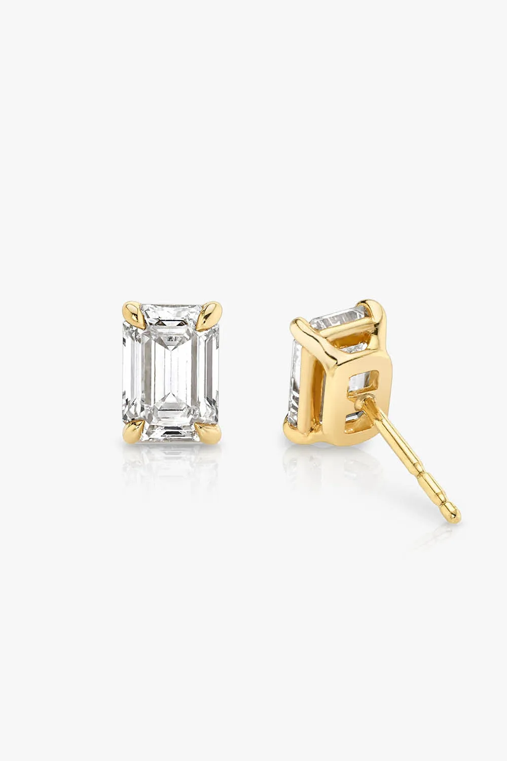 VRAI Solitaire Emerald Studs in Yellow Gold