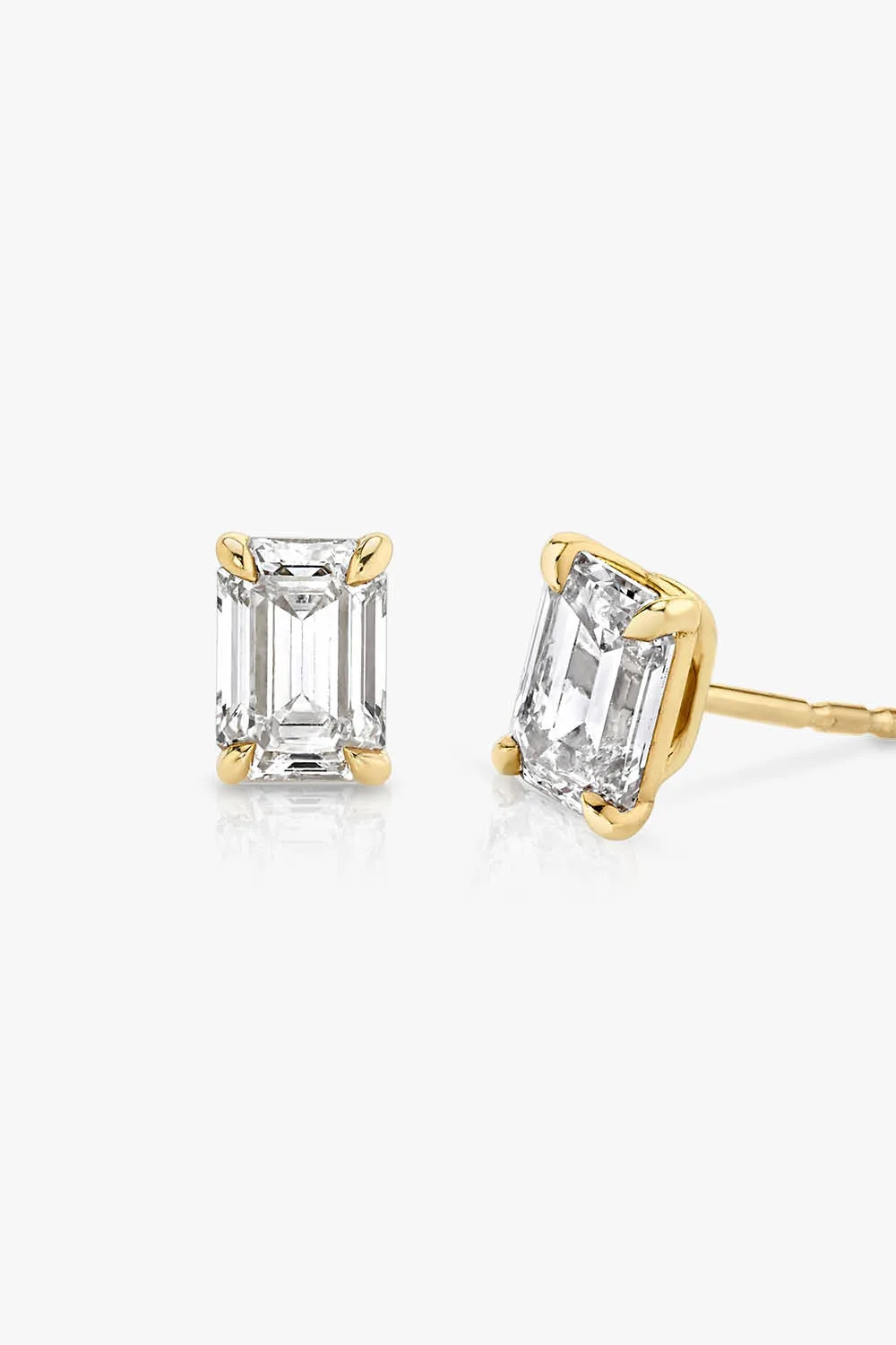 VRAI Solitaire Emerald Studs in Yellow Gold