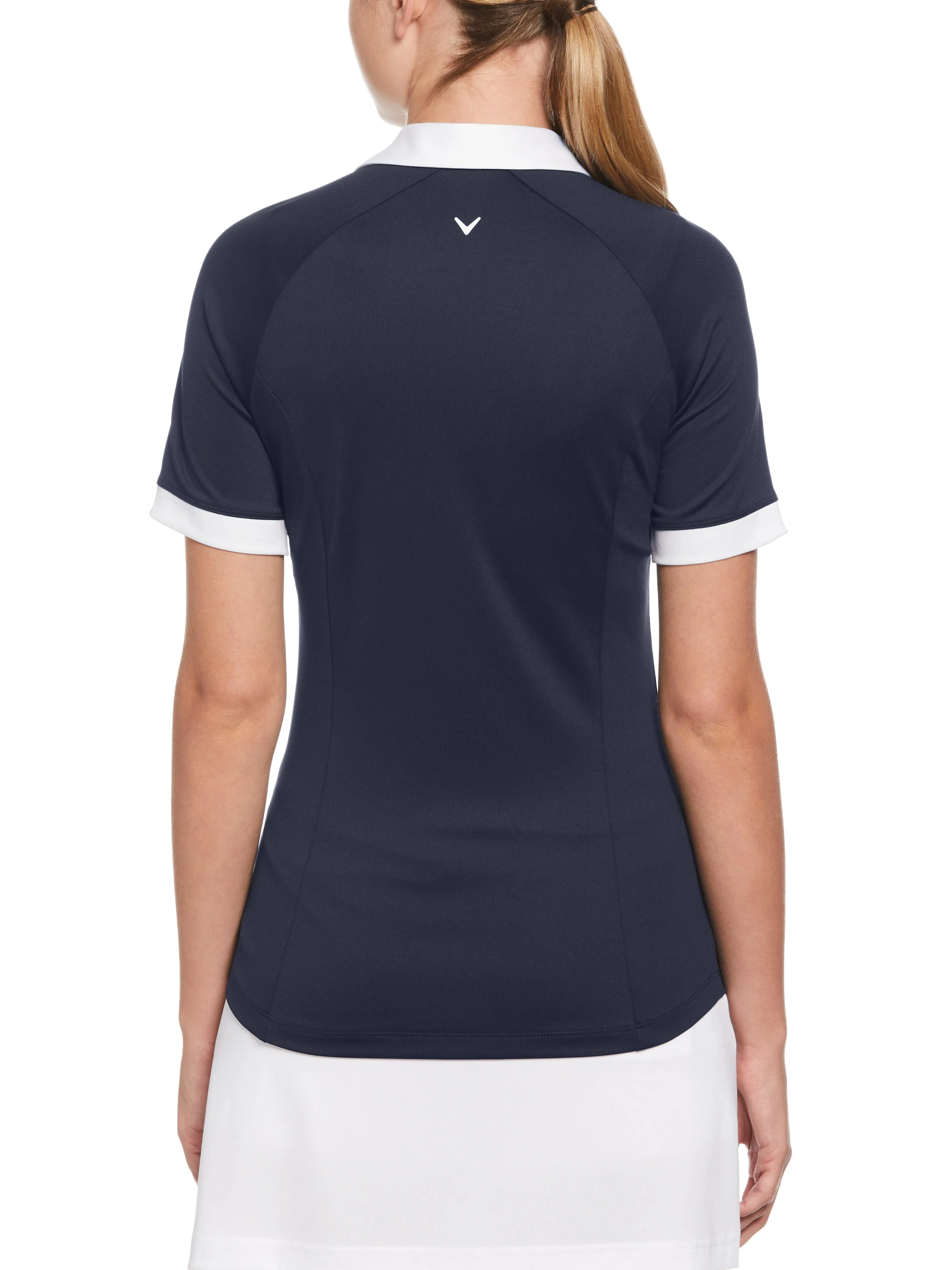 Womens Color Block V-Placket Golf Polo