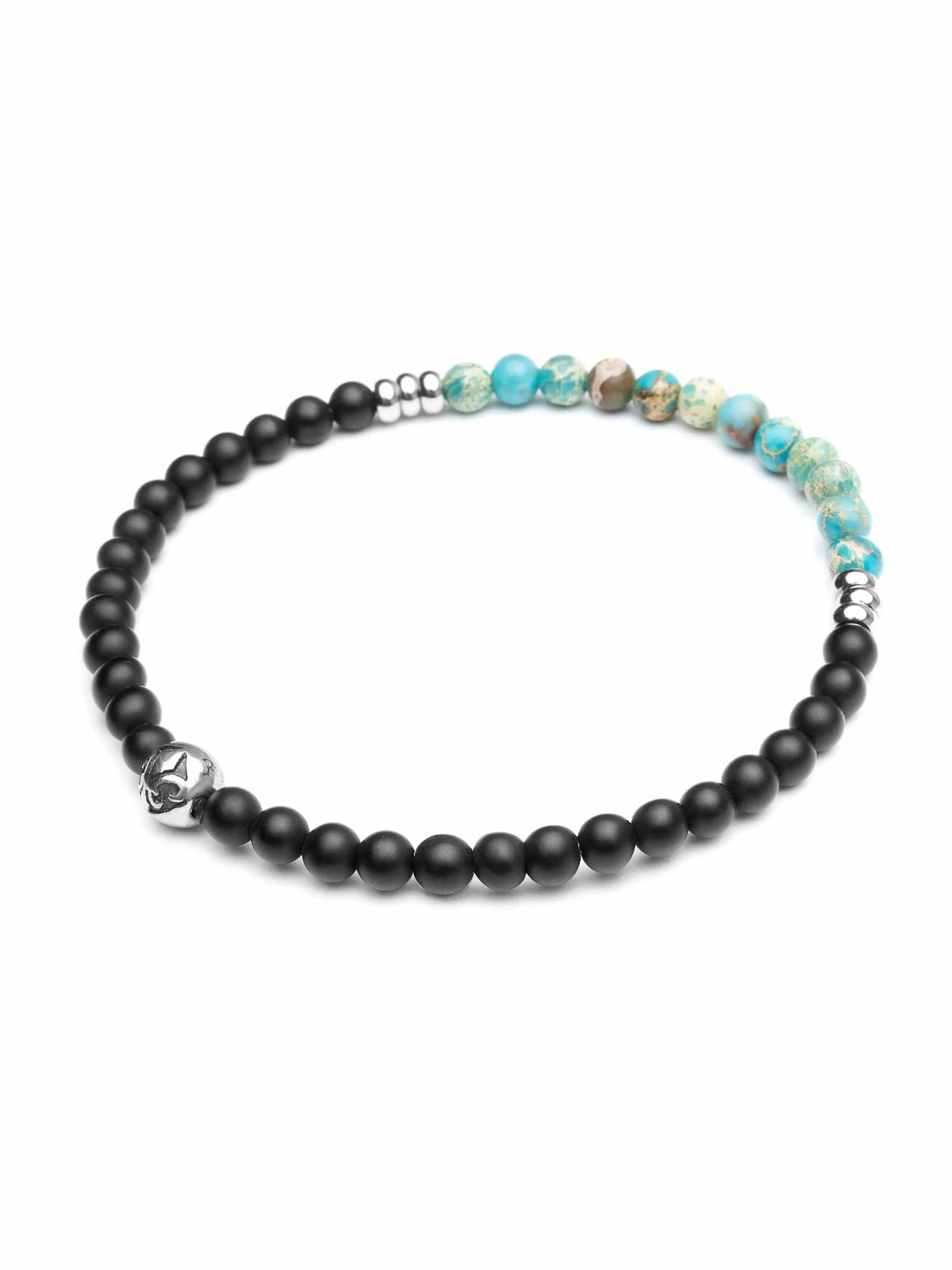 Wristband with Matte Onyx and Turquoise